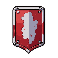 tower rectangular shield  blood stained battle worn