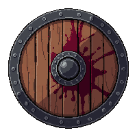 viking round wooden  blood stained battle worn