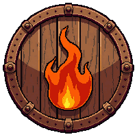 viking round wooden  fire enchanted molten