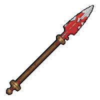 javelin throwing spear  blood stained battle worn