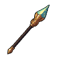 ornate ceremonial spear  lightning charged crackling