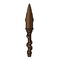 ornate ceremonial spear  rusted broken