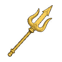 trident three pronged  gold trimmed royal