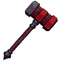metal warhammer staff  blood stained battle worn