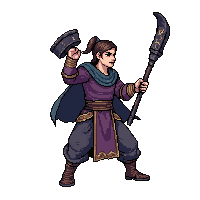 rune carved monk staff  cursed dark