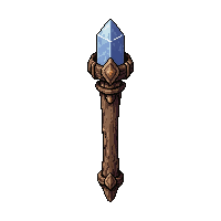 wooden wizard staff with crystal top  ancient weathered