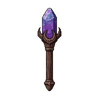wooden wizard staff with crystal top  demonic infernal