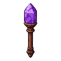 wooden wizard staff with crystal top  epic purple tier