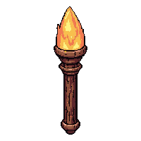 wooden wizard staff with crystal top  fire enchanted molten