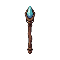 wooden wizard staff with crystal top  rusted broken