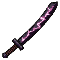 katana curved blade  lightning charged crackling