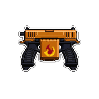 dual pistols akimbo  flame decal orange