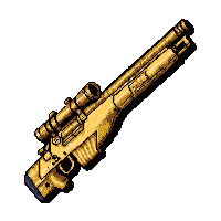 sniper rifle scoped  gold plated luxury