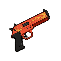 submachine gun compact  flame decal orange
