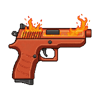 taser electric gun  flame decal orange