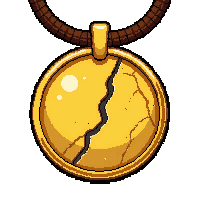 golden sun medallion  cracked damaged