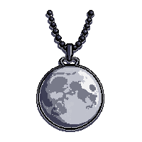 silver moon pendant  on beaded string