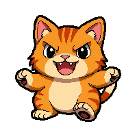orange tabby cat  fierce wild pose