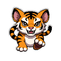 striped tiger  fierce wild pose