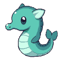 teal seahorse  cute chibi style