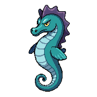 teal seahorse  fierce wild pose