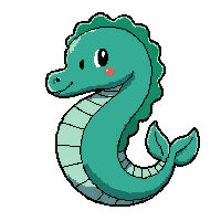 teal seahorse  happy smiling