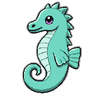 teal seahorse  pixel pet companion