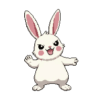 white rabbit  fierce wild pose