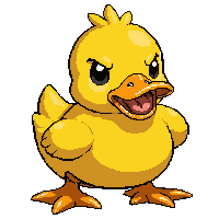 yellow duckling  fierce wild pose