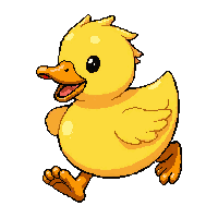 yellow duckling  running fast