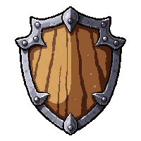 wooden bark shield armor  battle worn scratched