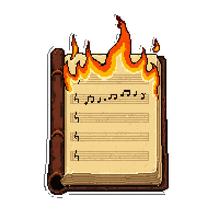 music sheet book  burning on fire