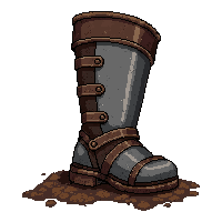 iron plate greaves  muddy dirty