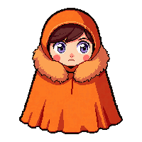 orange autumn cape  fur trimmed collar