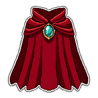 red hero cape  jeweled clasp fastened