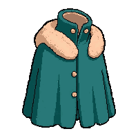 teal ocean cape  fur trimmed collar