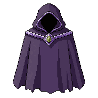 torn tattered cape  jeweled clasp fastened
