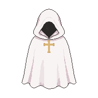 white holy cape  embroidered symbols