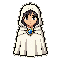 white holy cape  jeweled clasp fastened