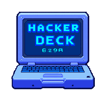hacker deck laptop  electric blue lit