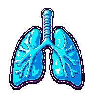 lung filter implant  neon blue glowing
