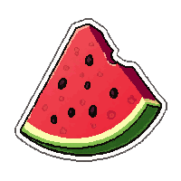 watermelon slice  with a bite taken out