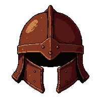 knight bucket helm  rusty brown