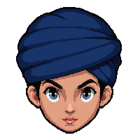 turban wrapped  deep blue