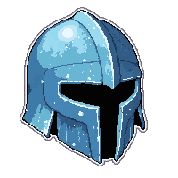 frost ice helm  battle worn dented