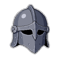 iron knight helm  battle worn dented