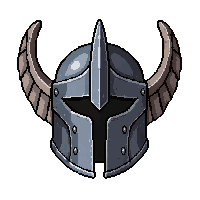 silver winged helm  battle worn dented
