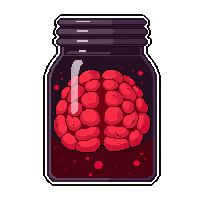 brain in jar  dark red liquid