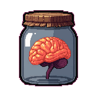 brain in jar  radioactive glow
