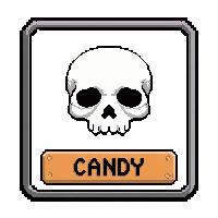 cursed candy  labeled with skull